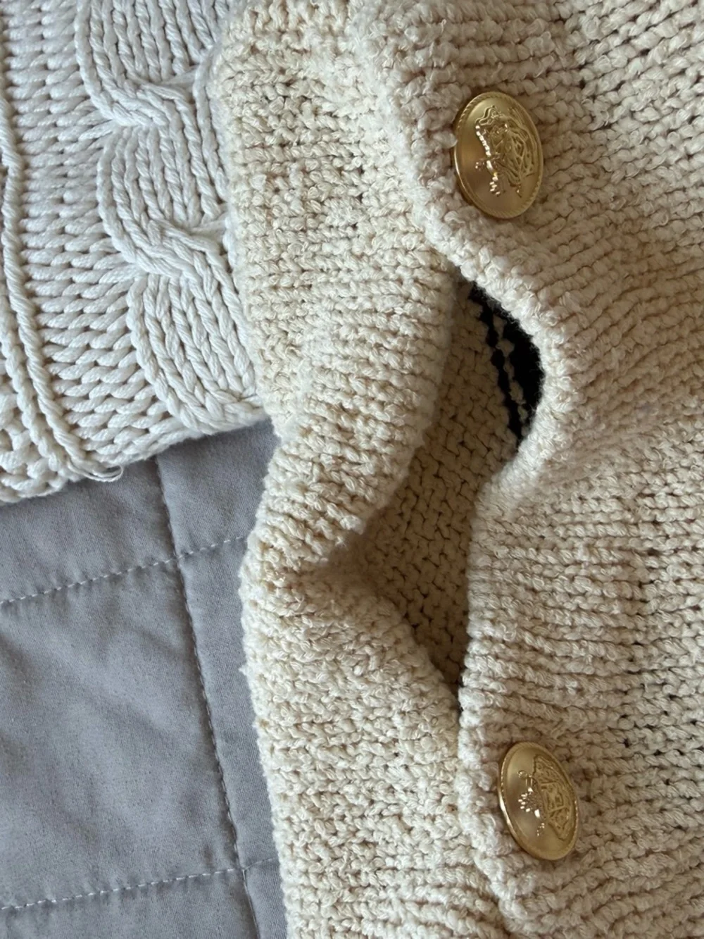 J. Crew Cream and Black Striped Boatneck Sweater with Gold Shoulder Buttons - 3X - Picture 8 of 15